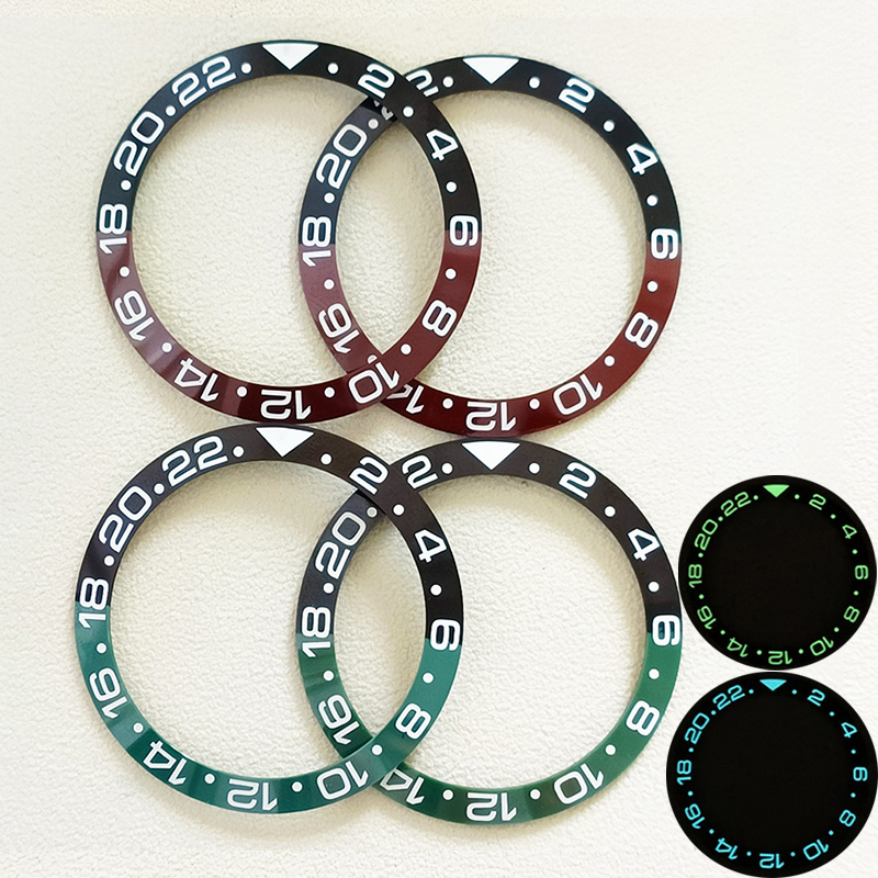 Watch Bezel Insert - 38mm Curved Blue Green Luminous Ceramics