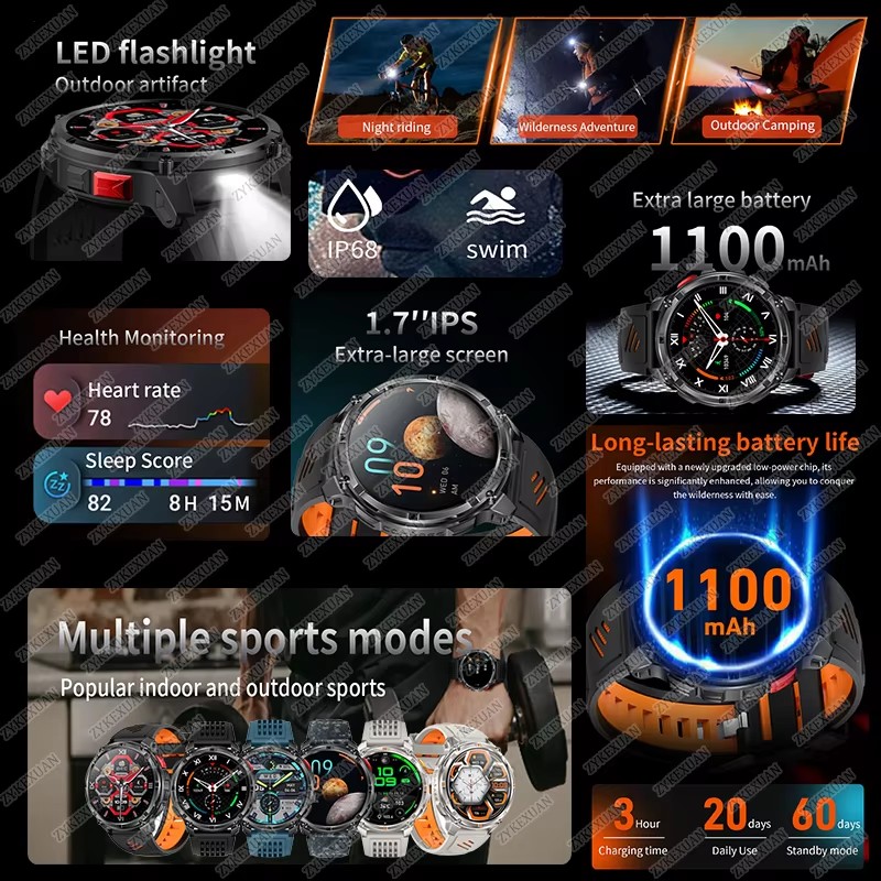 2026 New 1100mAh Large Battery - Heart Rate Gps Watch 评论和价格