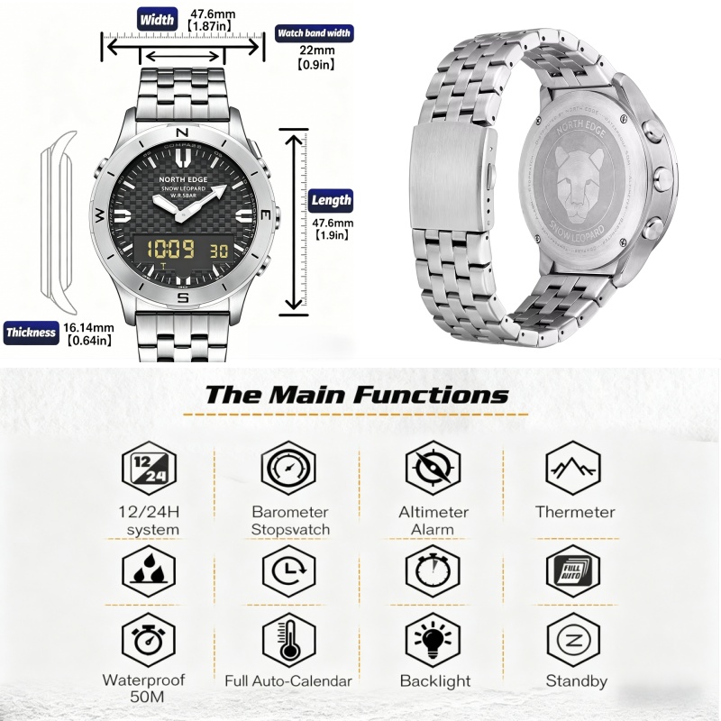 NORTH EDGE Men Outdoor Digital - Altimeter Compass Watch 评论和价格
